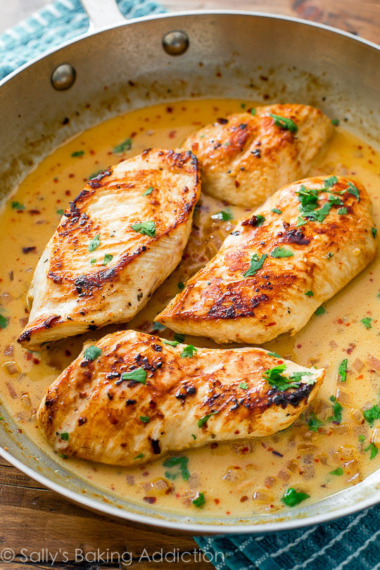 Skillet Chicken with Creamy Cilantro Lime Sauce 40 mins to make, serves 4