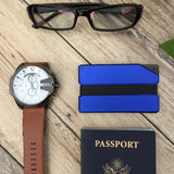 Blue Carved Aluminum Metal Wallet - Slim Wallet Company