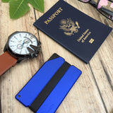 Blue Carved Aluminum Metal Wallet - Slim Wallet Company