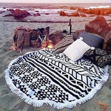 Fashion  Round Beach Towels Large Microfiber Printed Yoga Towel  With Tassel Serviette De Plage Toalla Circle Playa shawl - Slim Wallet Company