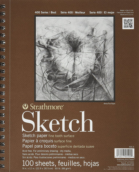 Strathmore Series 400 Sketch Pads 9 in. x 12 in. - pad of 100 - Slim Wallet Company