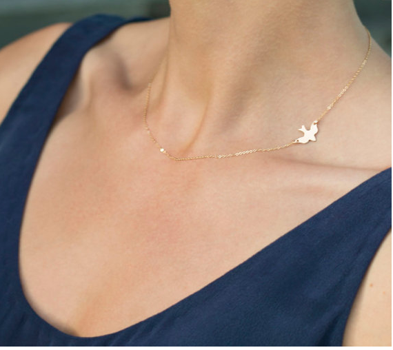 Bird Necklace, Gold Dove necklace - Slim Wallet Company