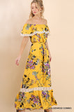 SunChild Boho Floral Off Shoulder Maxi Dress - Slim Wallet Company