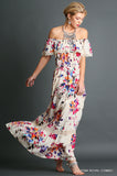 SunChild Boho Floral Off Shoulder Maxi Dress - Slim Wallet Company