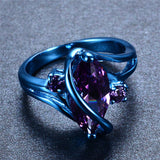 Mystic Blue Gold Ring with Purple Zircon Stone - Slim Wallet Company