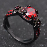 Black Gold Crimson Red Zircon Ring - Slim Wallet Company