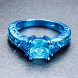 Blue Gold  Light Blue Aqua Zircon Ring - Slim Wallet Company