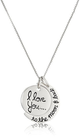 Sterling Silver "I Love You To The Moon and Back" Pendant Necklace, 18" - Slim Wallet Company