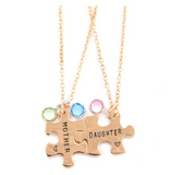 Mother Daughter Pendant Puzzle Necklace Gold Plated Set of Two Necklaces - Slim Wallet Company