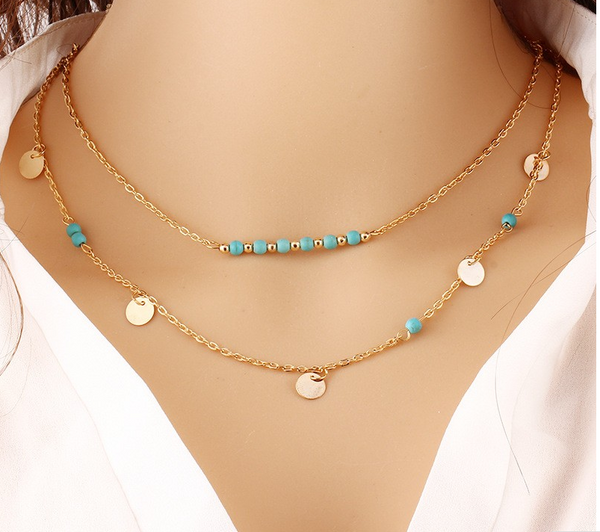 Boho Turquoise Layer Necklace - Slim Wallet Company