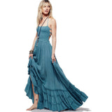 Bohemian Ruffled Maxi Fit and Flare Dress - Slim Wallet Company