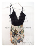 Lace Floral Striped Playsuit - Slim Wallet Company