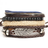 Men's multi-layer bead leather bracelet - Slim Wallet Company