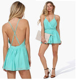 New 2015 Women Summer Dress Sexy Mini Dress Chiffon Spaghetti Strap Dress Backless Plus Size Blue Casual Bandage Beach Dress - Slim Wallet Company