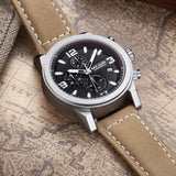 Luminous Chronograph  Auto Date Genuine Leather Watch - Slim Wallet Company