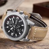 Luminous Chronograph  Auto Date Genuine Leather Watch - Slim Wallet Company