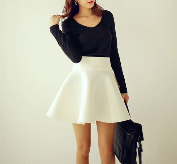 Saias Curtas Spring Summer Autumn Plus Size Women Tutu Skirts White Vintage High Waist Flared Puff Mini Skater Ball Skirt - Slim Wallet Company