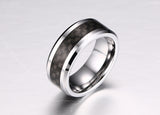 Classic Tungsten Carbide and Carbon Clean Cut RIng - Slim Wallet Company