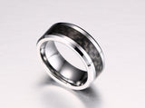 Classic Tungsten Carbide and Carbon Clean Cut RIng - Slim Wallet Company