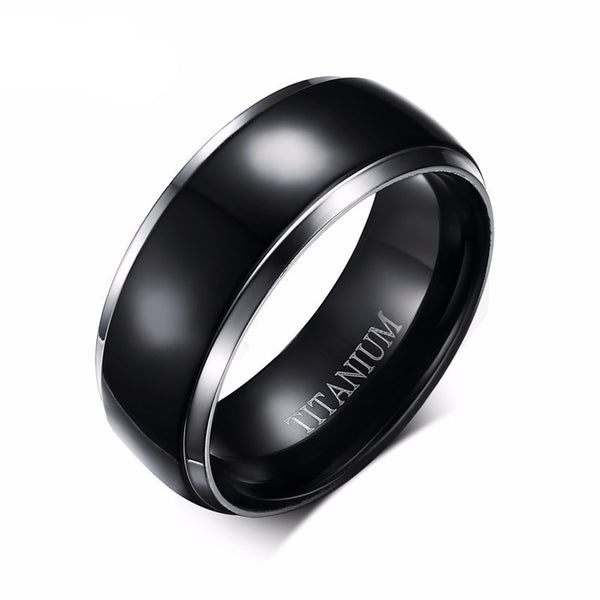 Sealth Cut Black Titanium Ring  Engagement Wedding - Slim Wallet Company