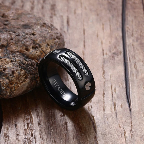 100% Black Titanium Steel Rope Anchor Ring – Slim Wallet Company