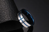 Deep Waters Blue Straight Edge Tungsten Carbide Ring - Slim Wallet Company