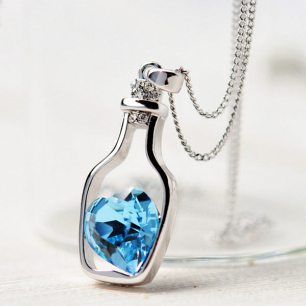 My heart in a Bottle - Crystal Necklace - Slim Wallet Company