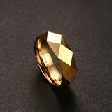 Rhombic Cut Tungsten Carbide Promise Wedding Bands Ring  Gold Plated - Slim Wallet Company