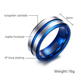 Electric Blue Bevel Cut Tungsten Carbide Ring - Slim Wallet Company