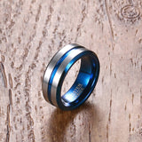 Electric Blue Bevel Cut Tungsten Carbide Ring - Slim Wallet Company