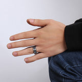 Electric Blue Bevel Cut Tungsten Carbide Ring - Slim Wallet Company