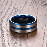 Electric Blue Bevel Cut Tungsten Carbide Ring - Slim Wallet Company