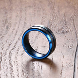 Electric Blue Bevel Cut Tungsten Carbide Ring - Slim Wallet Company