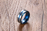 Electric Blue Bevel Cut Tungsten Carbide Ring - Slim Wallet Company