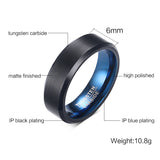 Blue Tungsten Carbide Ring for Men - Slim Wallet Company