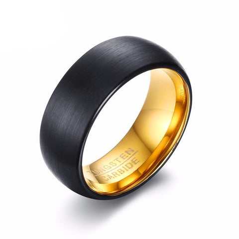 Black and Gold Brushed Tungsten Carbide Ring - Slim Wallet Company