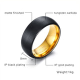 Black and Gold Brushed Tungsten Carbide Ring - Slim Wallet Company