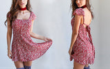 Backless Floral Print Summer dress Vintage red boho beach dress high waist - Slim Wallet Company
