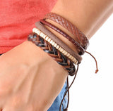 1Set (3-4PCs) Men Multi-layer Leather Bracelet - Slim Wallet Company