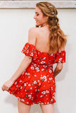 Off shoulder ruffles print jumpsuit romper women High waist chiffon sexy playsuits leotard Boho summer pleated overalls - Slim Wallet Company