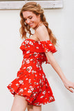 Off shoulder ruffles print jumpsuit romper women High waist chiffon sexy playsuits leotard Boho summer pleated overalls - Slim Wallet Company