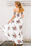 Boho style Off shoulder white maxi dress  beach summer dress  Vintage chifon long dress - Slim Wallet Company