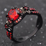 Black Gold Crimson Red Zircon Ring - Slim Wallet Company