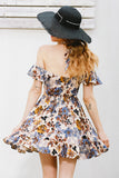 Halter off shoulder summer dress Sexy hollow out short dress Elastic mini high waist floral print dress 2017 - Slim Wallet Company