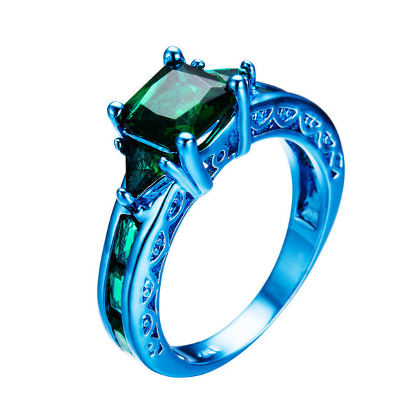 Blue Gold and Earthen Green Zircon Ring - Slim Wallet Company