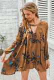 Boho loose fit dress Casual lantern sleeve floral short dress - Slim Wallet Company