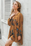 Boho loose fit dress Casual lantern sleeve floral short dress - Slim Wallet Company