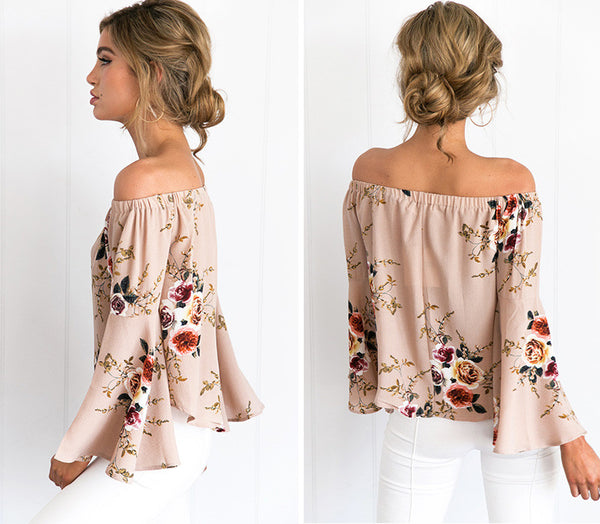 Off shoulder chiffon blouse shirt - Slim Wallet Company