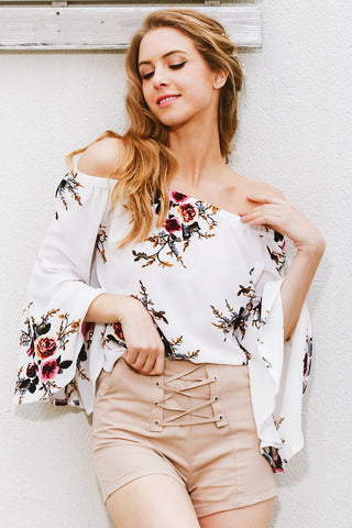 Off shoulder chiffon blouse shirt - Slim Wallet Company