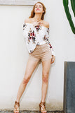 Off shoulder chiffon blouse shirt - Slim Wallet Company